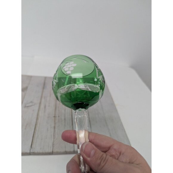 Emerald Crystal Marsala Hock Wine Glass Goblets Cut To Clear Poland 8" - Picture 5 of 9